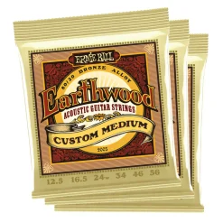 Ernie Ball Earthwood Custom Med Phos Brnz Ac Gtr Strings 3 Pk 12.5 56