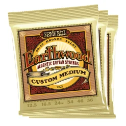 Ernie Ball Earthwood Custom Med 8020 Brnz Ac Gtr Strings 3 Pk 12.5 56
