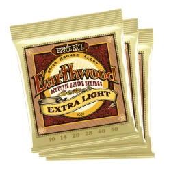 Ernie Ball Earthwood Extra Light 8020 Brnz Ac Gtr Strings 3 Pk 10 50