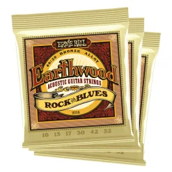 Ernie Ball Earthwood RandB wPlain G 8020 Brnz Ac Gtr Strings 3 Pk 10 52