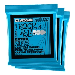 Ernie Ball Extra Slinky Classic RnR Pure Nckl Elec Gtr Strings 3Pk 8-38