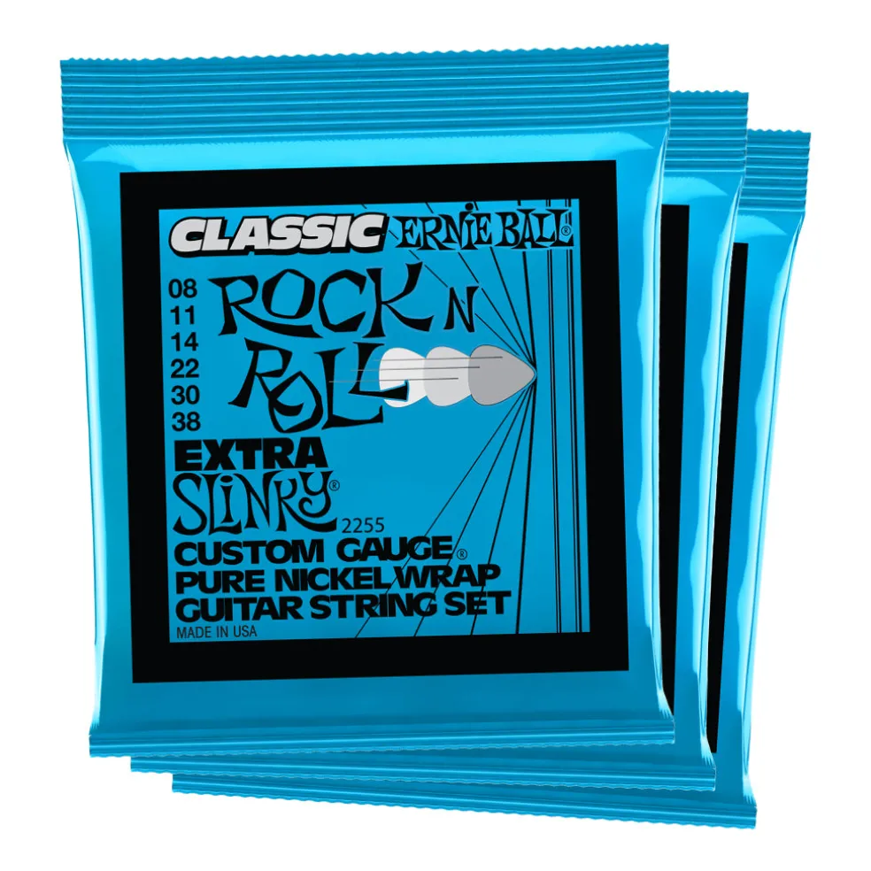 Ernie Ball Extra Slinky Classic RnR Pure Nckl Elec Gtr Strings 3Pk 8-38