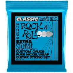 Ernie Ball Extra Slinky Classic Rock n Roll Pure Nickel Wrap Electric Guitar String, 8-38 Gauge