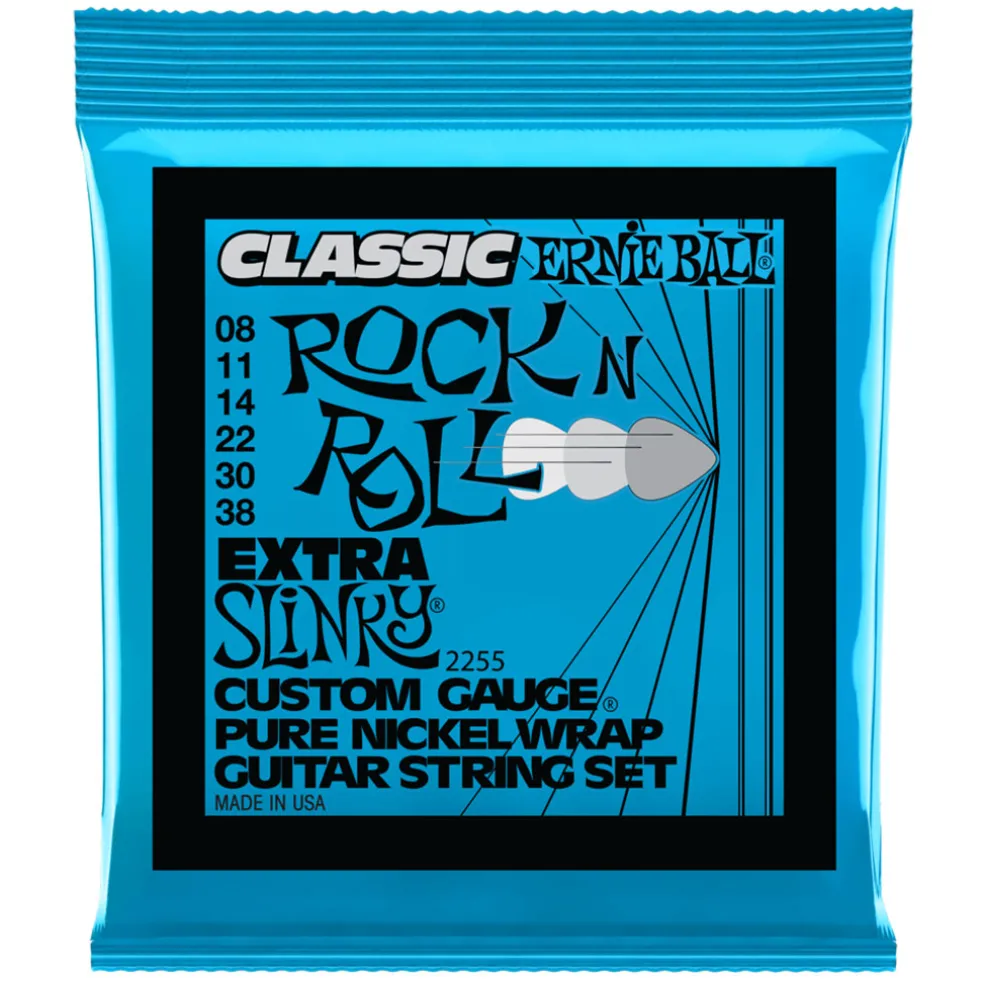 Ernie Ball Extra Slinky Classic Rock n Roll Pure Nickel Wrap Electric Guitar String, 8-38 Gauge