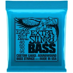 Ernie Ball Extra Slinky Nickel Wound Electric Bass String, 40-95 Gauge