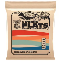 Ernie Ball Flatwound 5-string Electric Bass String, 45-130 Gauge