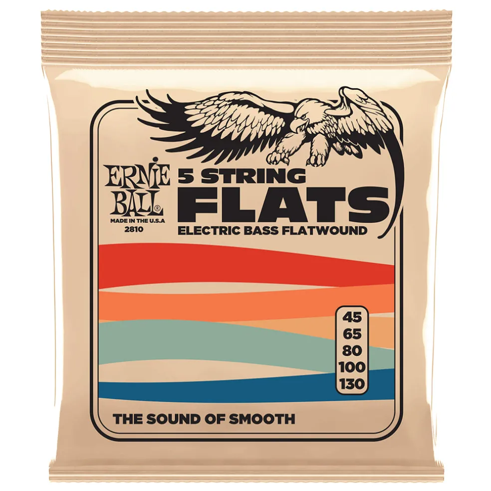 Ernie Ball Flatwound 5-string Electric Bass String, 45-130 Gauge