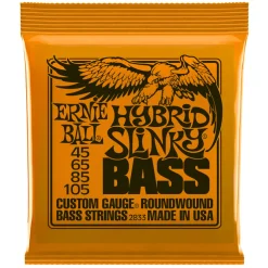 Ernie Ball Hybrid Slinky Nickel Wound Electric Bass Strings, 45-105 Gauge