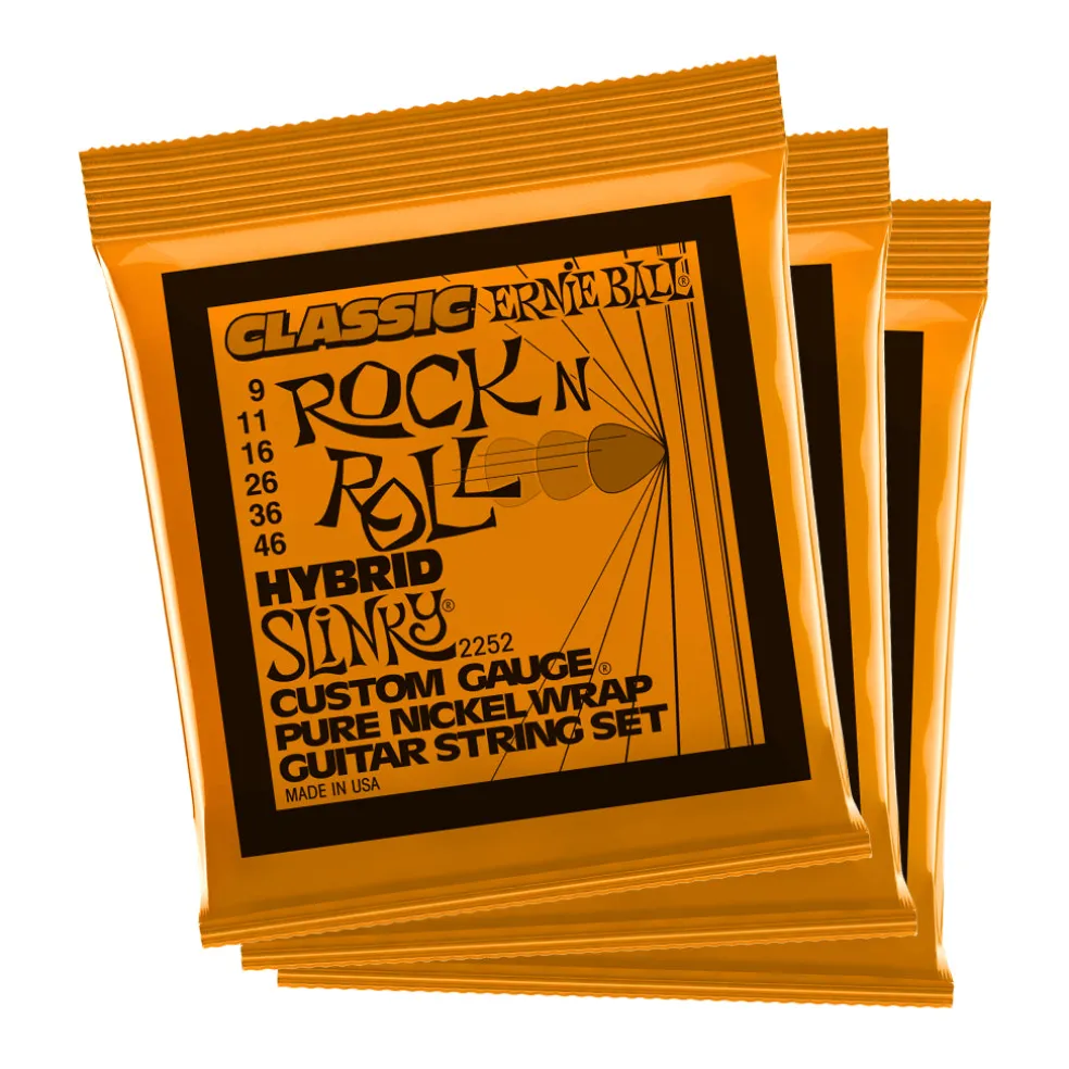 Ernie Ball Hybrid Slinky Classic RnR Pure Nckl Elec Gtr Strings 3 Pk 9 46