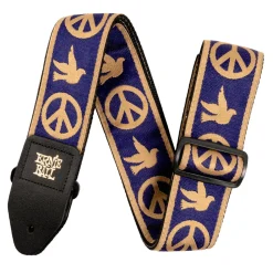 Ernie Ball Jacquard Guitar Strap - Navy Blue and Beige Peace Love Dove