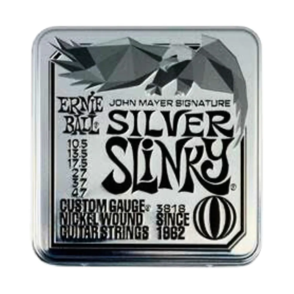 Ernie Ball John Mayer Silver Slinky Nickel Wound Electric Guitar Strings 3 Pack Tin - 10.5-47 Gauge