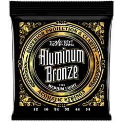 Ernie Ball Medium Light Aluminum Bronze Acoustic Guitar Strings, 12-54 Gauge