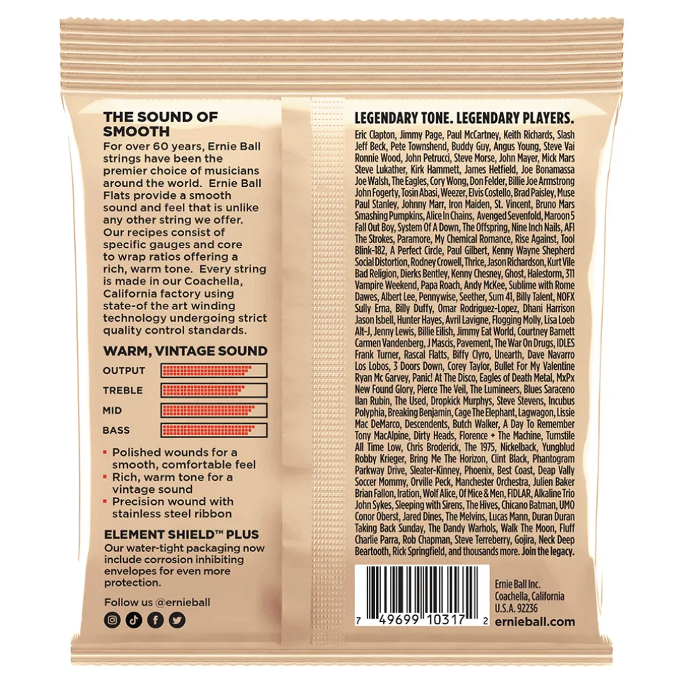 Ernie Ball Medium-Light Flatwound Electric Guitar Strings - 12-52 Gauge