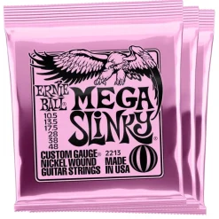 Ernie Ball Mega Slinky Nickel Wound 10.5/48 Electric Guitar Strings 3 Pack | Fretted Instrument Strings | P03213