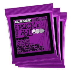 Ernie Ball Power Slinky Classic RnR Pure Nickel Electric Guitar Strings- 3-Pack 11-48