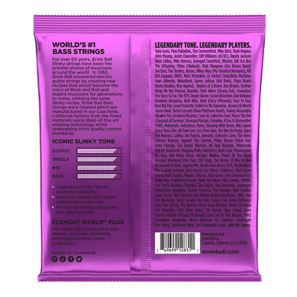 Ernie Ball Power Slinky Nickel Wound Electric Bass Strings, 55-110 Gauge