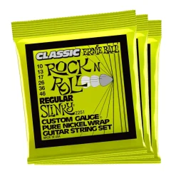 Ernie Ball Regular Slinky Classic RnR Pure Nckl Elec Gtr Strings 3Pk 10-46
