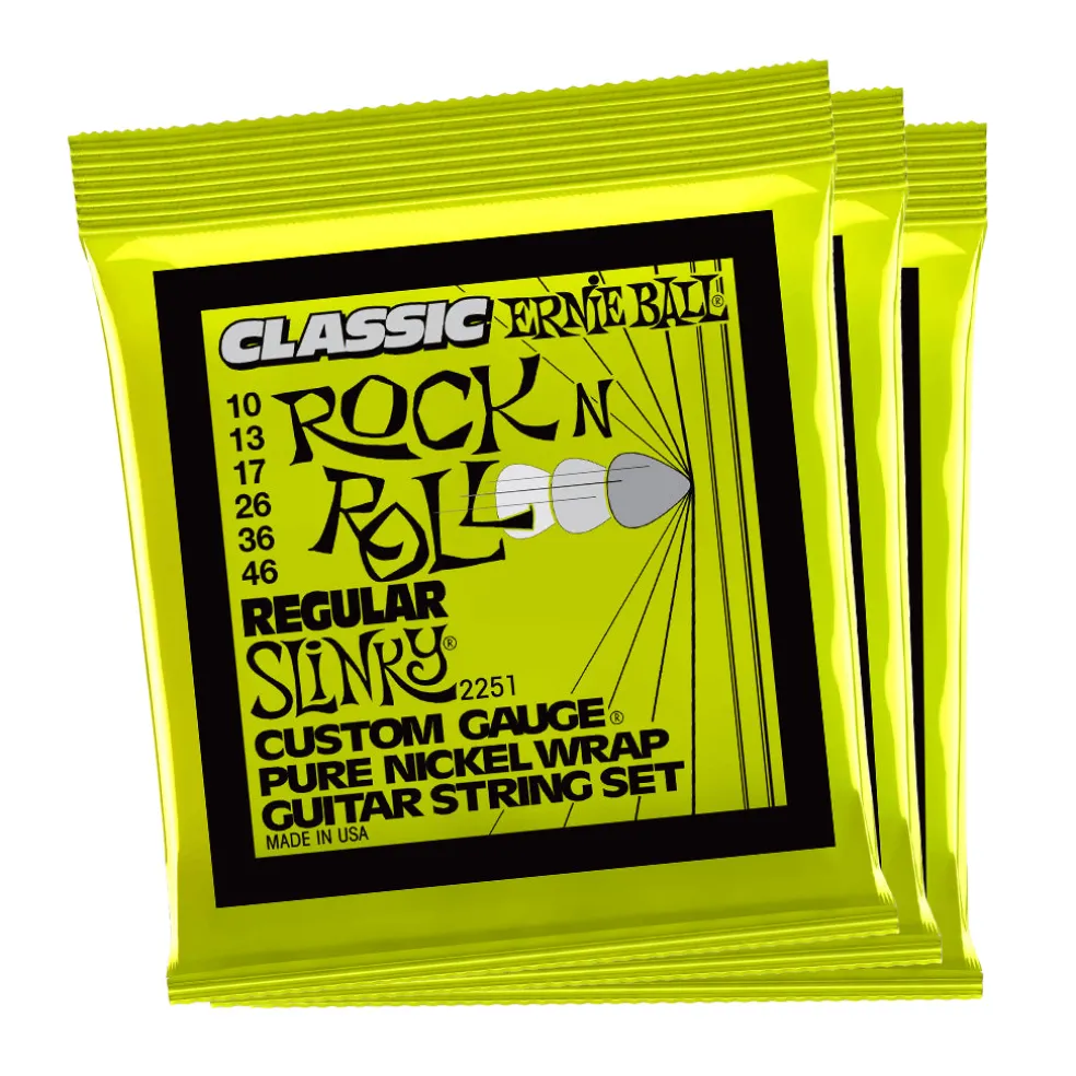 Ernie Ball Regular Slinky Classic RnR Pure Nckl Elec Gtr Strings 3Pk 10-46
