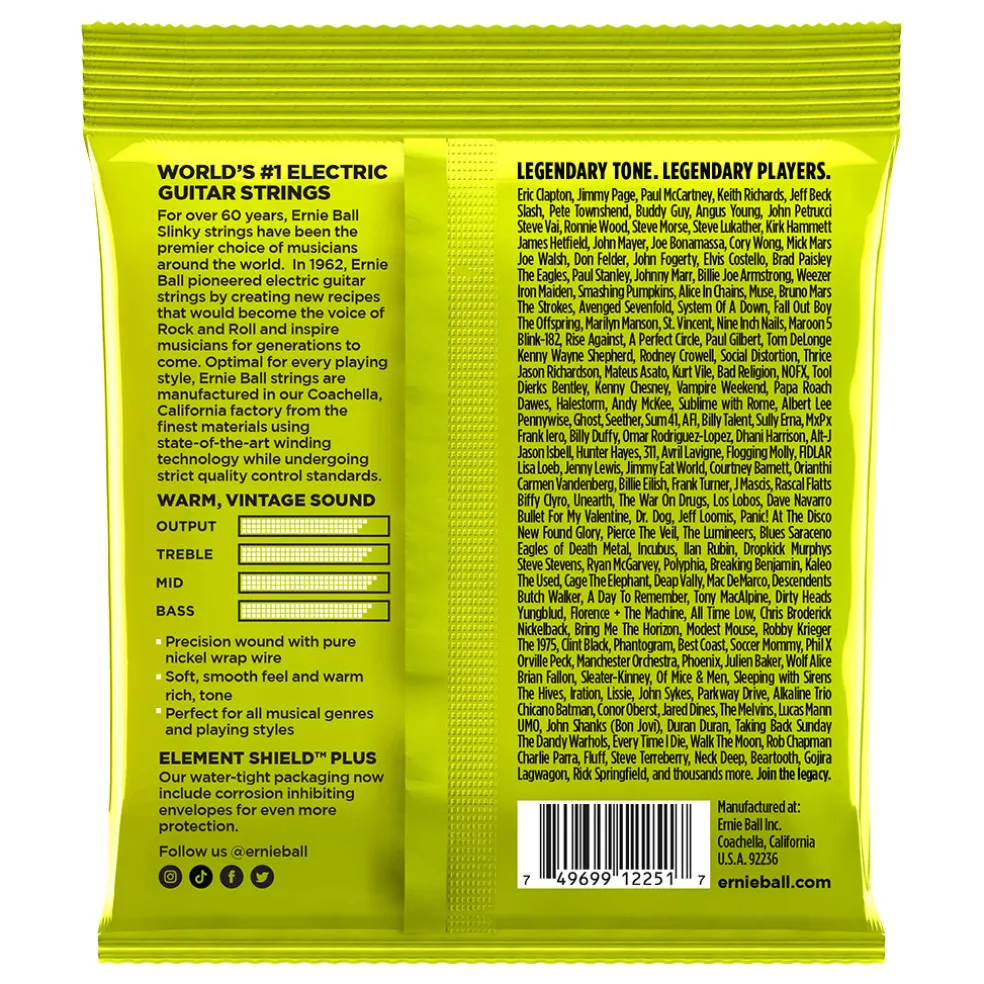 Ernie Ball Regular Slinky Classic Rock n Roll Pure Nickel Wrap Electric Guitar Strings - 10-46 Gauge