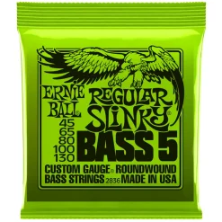 Ernie Ball Regular Slinky 5-String Nickel Wound Electric Bass Strings, 45-130 Gauge