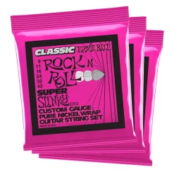 Ernie Ball Super Slinky Classic RnR Pure Nckl Elec Gtr Strings 3Pk 9-42