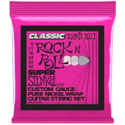 Ernie Ball Super Slinky Classic Rock n Roll Pure Nickel Wrap Electric Guitar Strings - 9-42 Gauge