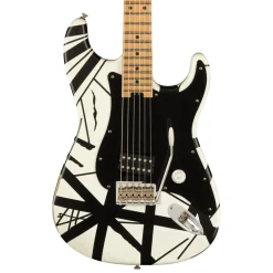 EVH Striped Series '78 Eruption, Maple Fingerboard, White with Black Stripes Relic