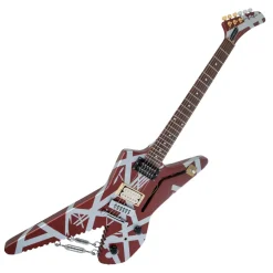 EVH Striped Series Shark Burgundy with Silver Stripes