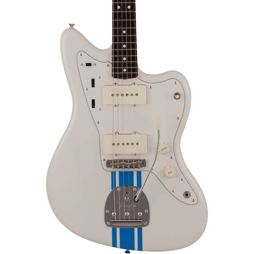 Fender 2023 Collection Made in Japan Traditional 60s Jazzmaster, Rosewood Fingerboard, Olympic White with Blue Competition Stripe