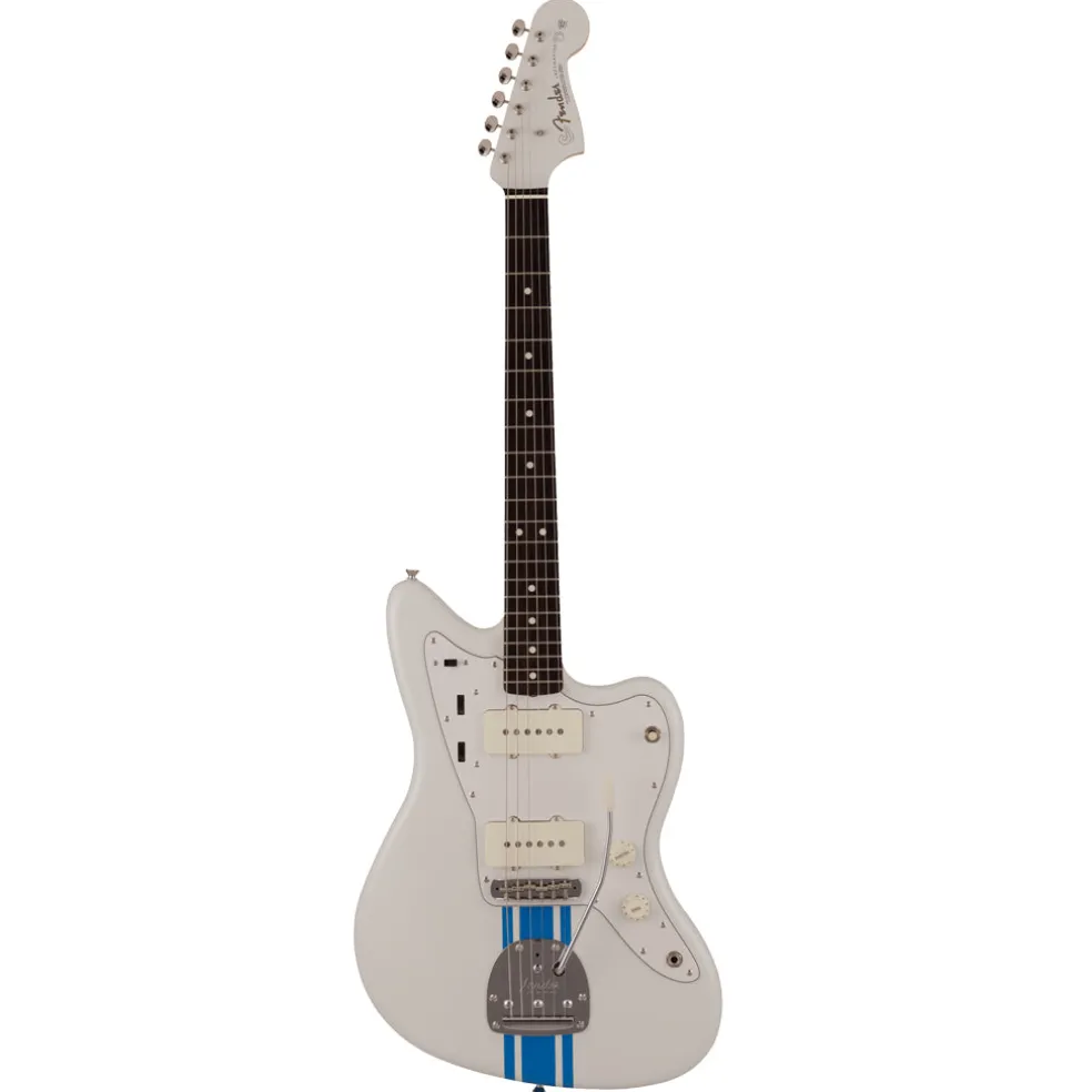 Fender 2023 Collection Made in Japan Traditional 60s Jazzmaster, Rosewood Fingerboard, Olympic White with Blue Competition Stripe