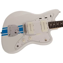 Fender 2023 Collection Made in Japan Traditional 60s Jazzmaster, Rosewood Fingerboard, Olympic White with Blue Competition Stripe