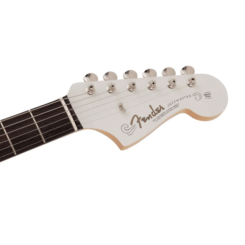 Fender 2023 Collection Made in Japan Traditional 60s Jazzmaster, Rosewood Fingerboard, Olympic White with Blue Competition Stripe