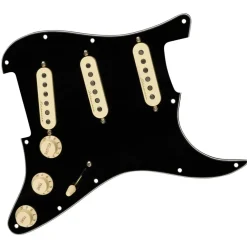 Fender - Pre-Wired Strat Pickguard, Vintage Noiseless SSS, Black 11 Hole Pickguard