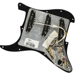 Fender - Pre-Wired Strat Pickguard, Vintage Noiseless SSS, Black 11 Hole Pickguard