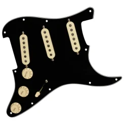 Fender - Pre-Wired Strat Pickguard, Original '57/'62 SSS, Black 11 Hole PG