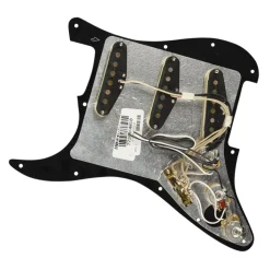 Fender - Pre-Wired Strat Pickguard, Original '57/'62 SSS, Black 11 Hole PG
