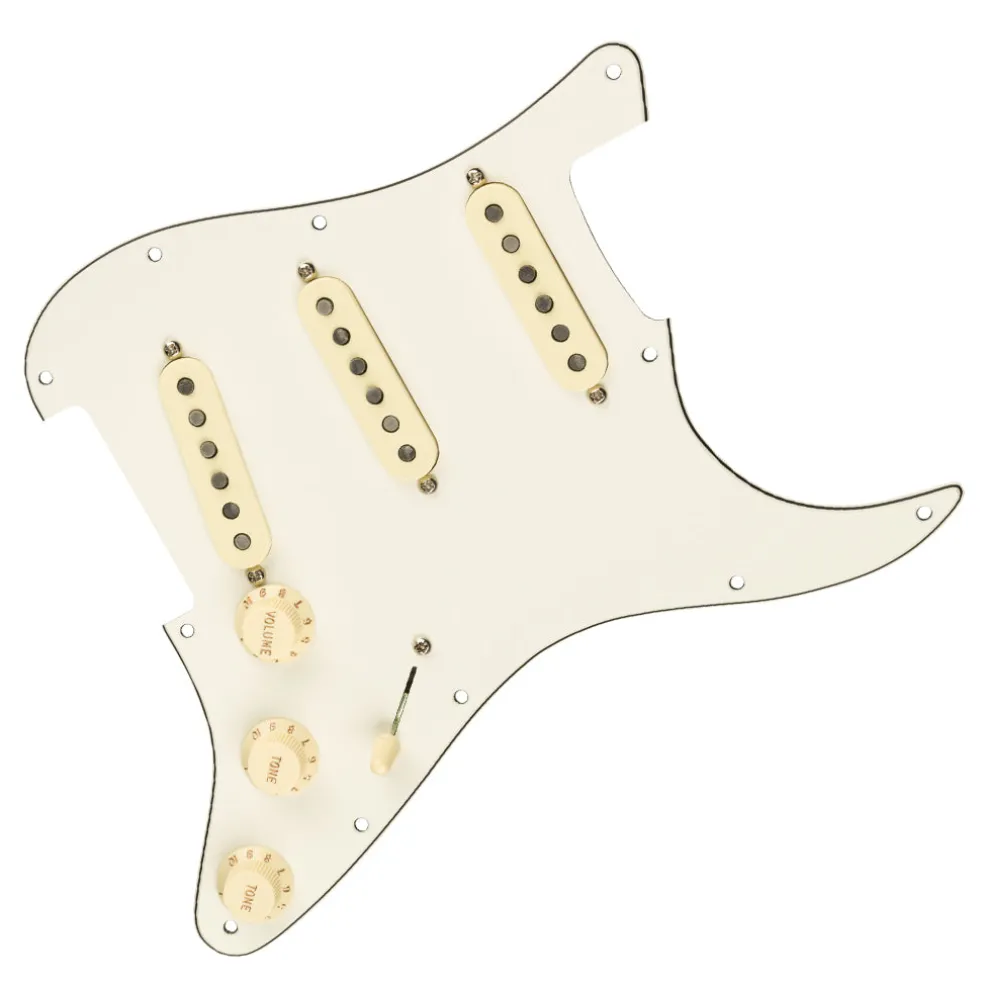 Fender - Pre-Wired Strat Pickguard, Custom Shop Custom '69 SSS, Parchment 11 Hole PG