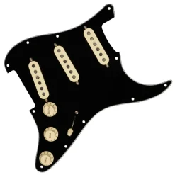 Fender - Pre-Wired Strat Pickguard, Custom Shop Fat 50's SSS, Black 11 Hole PG