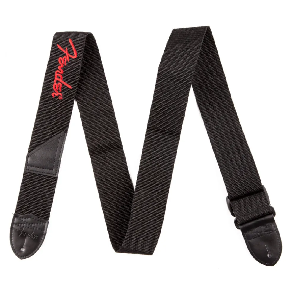 Fender® - 2" Black Poly Strap - Red Fender® Logo