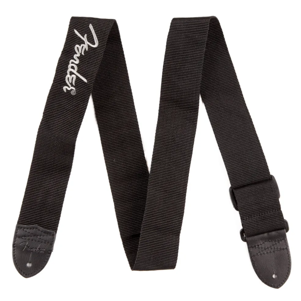 Fender - 2" Black Poly Strap w/ Grey Fender® Logo
