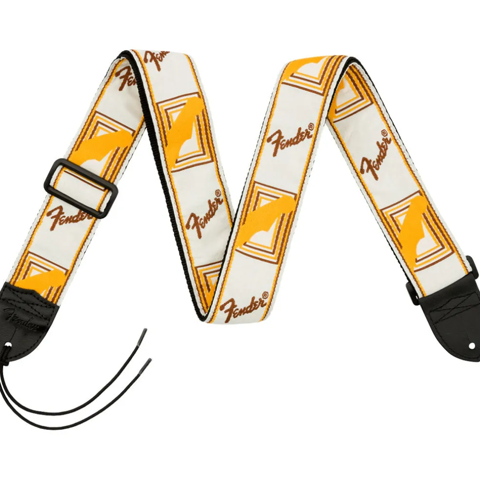 Fender - 2" Monogrammed Strap - White/Brown/Yellow