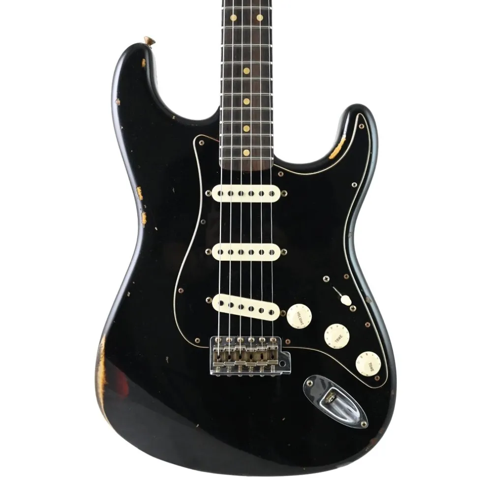 Fender Custom Shop - Limited Edition Dual-Mag II Strat Relic - Rosewood Fingerboard - Aged Black Over 3-Colour Sunburst