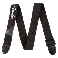 Fender Fender® Logo Strap, Black/White Logo, 2"