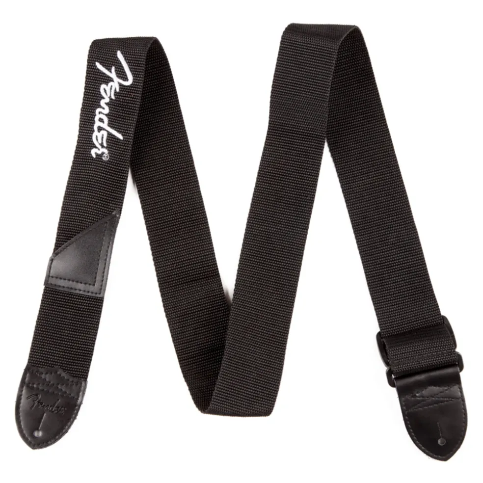 Fender Fender® Logo Strap, Black/White Logo, 2"
