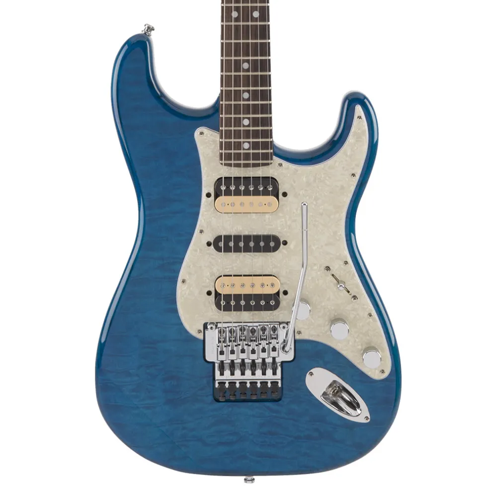Fender Michiya Haruhata Stratocaster®, Rosewood Fingerboard, Caribbean Blue Transparent