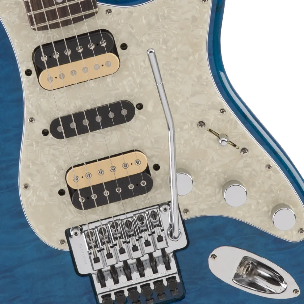 Fender Michiya Haruhata Stratocaster®, Rosewood Fingerboard, Caribbean Blue Transparent