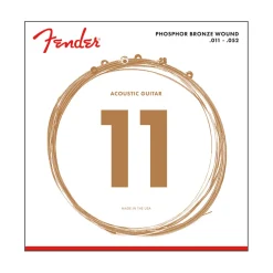 Fender Phosphor Bronze Acoustic Guitar Strings, Ball End, 60CL .011-.052 Gauges, (6)