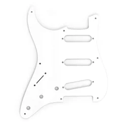 Fender Pickguard, Stratocaster® S/S/S (Left-Hand), 8-Hole Mount, White, 1-Ply