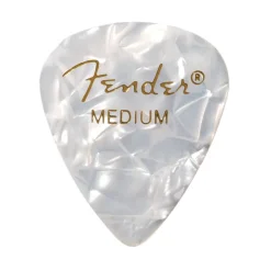 Fender Premium Celluloid 351 Shape Picks Medium White Moto 12 Pack