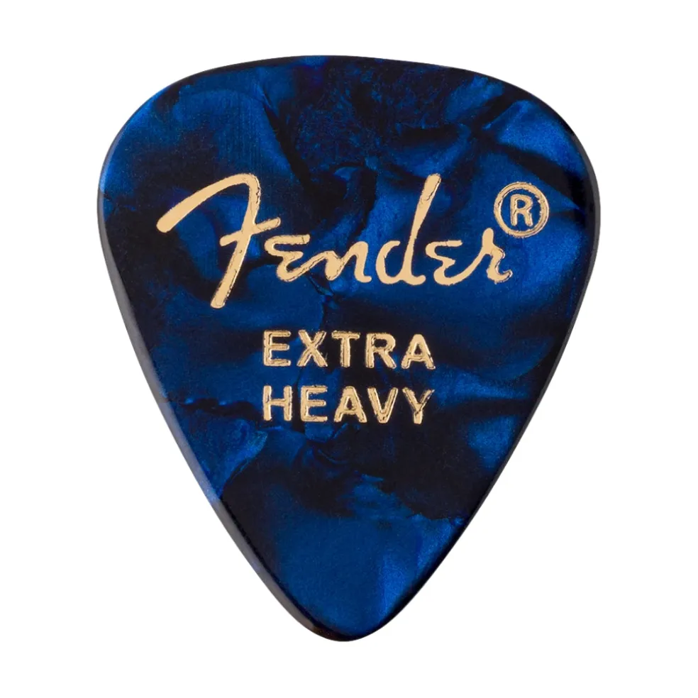 Fender Premium Celluloid 351 Shape Picks Extra Heavy Blue Moto 12 Pack